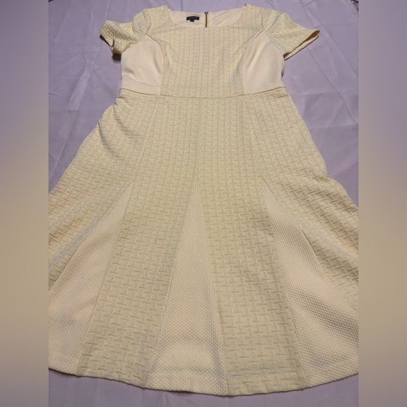 Talbots Fit & Flare Dress Size 10 Short Sleeve Butter Yellow Knee Length - Picture 12 of 16